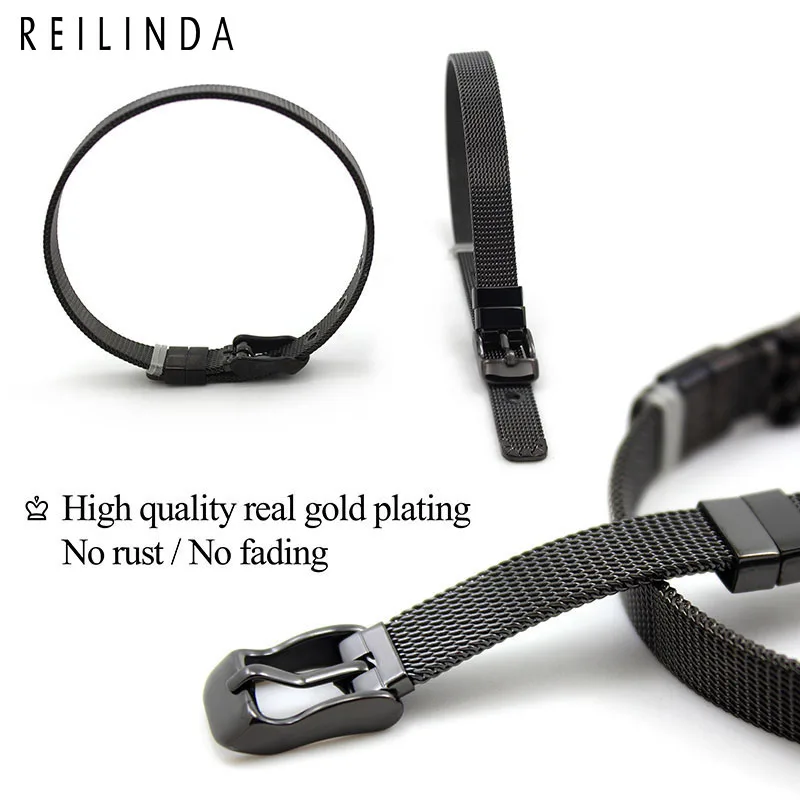 8mm/10mm/18mm Stainless Steel Mesh Wristband Bracelet DIY Slide Charms Bracelets For Women Men Gift