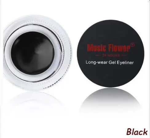 Music Flower черный гелевой подводки Водонепроницаемый с кистью 24 часа в сутки-Стойкая подводка для глаз крем для глаз гелевая подводка брендовая косметика для глаз - Цвет: 1pcs Black