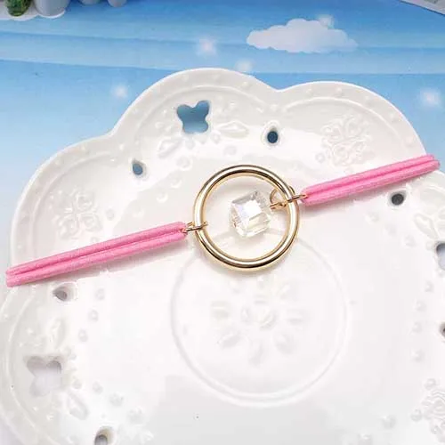 Pink M MISM женские модные аксессуары для волос цветок Стразы резиновые ободки Женская резинка для волос эластичная лента для волос для девочек - Окраска металла: Pink