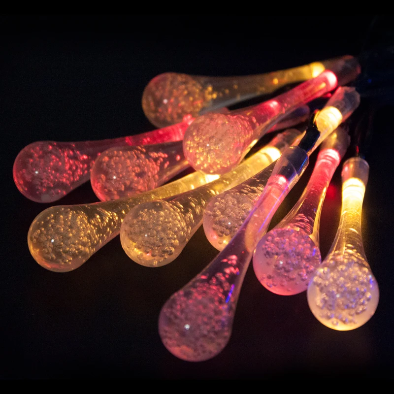 Красочная Солнечная лампа дождя Водонепроницаемая Рождественская Праздничная