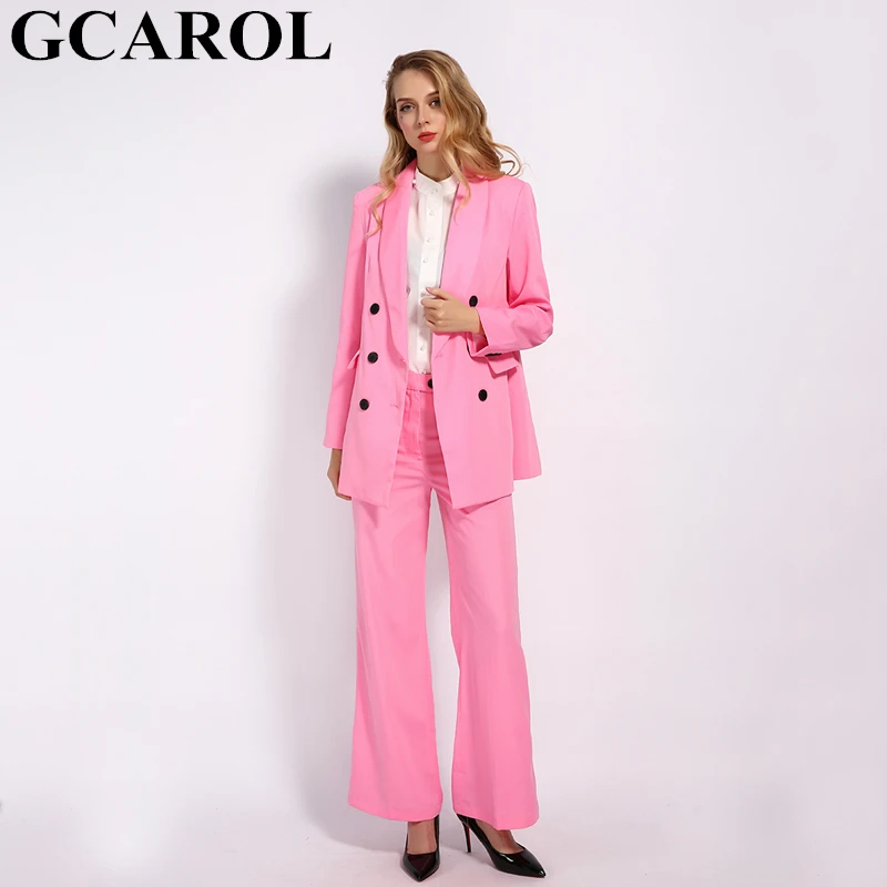 GCAROL Новое поступление женский комплект из 2 предметов s розовый OL костюм и прямые брюки элегантные комплекты из 2 предметов