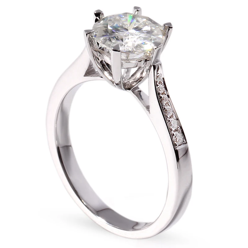 Пользовательские Ювелирные Изделия 2 Карат GH Цвета Круглой огранки Муассанит