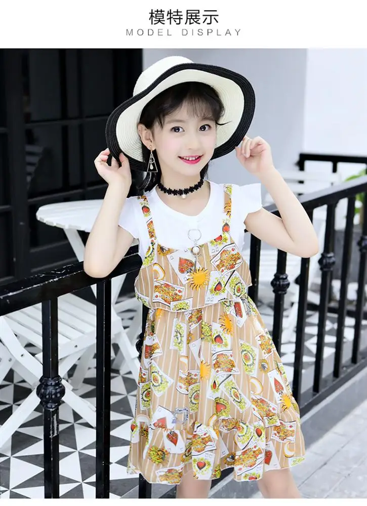 MXTOPPY Kid Clothes For Girls Beach Dress 2018 Summer Floral Short Sleeve Children's Robe Fille | Детская одежда и обувь