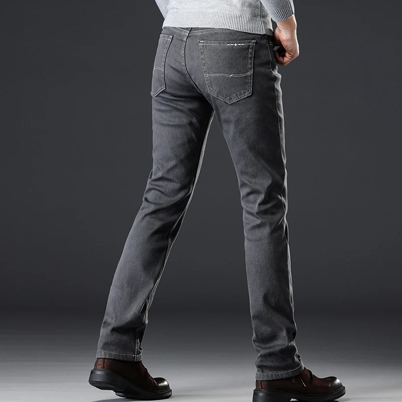 

Winter Jeans For Men Warm Men'S Pantalones Pitillos Hombre Jean Homme Mens Clothing Gray Classic Famous Brand Jing Stretch