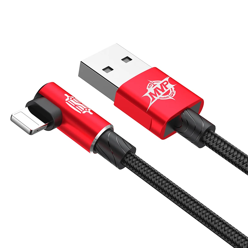 Baseus 90 градусов USB кабель для iPhone Xsmax Xs Xr X 8 7 6 6s 5 5S SE Быстрая зарядка зарядное устройство кабель для передачи данных адаптер Кабели для мобильных телефонов - Цвет: Red