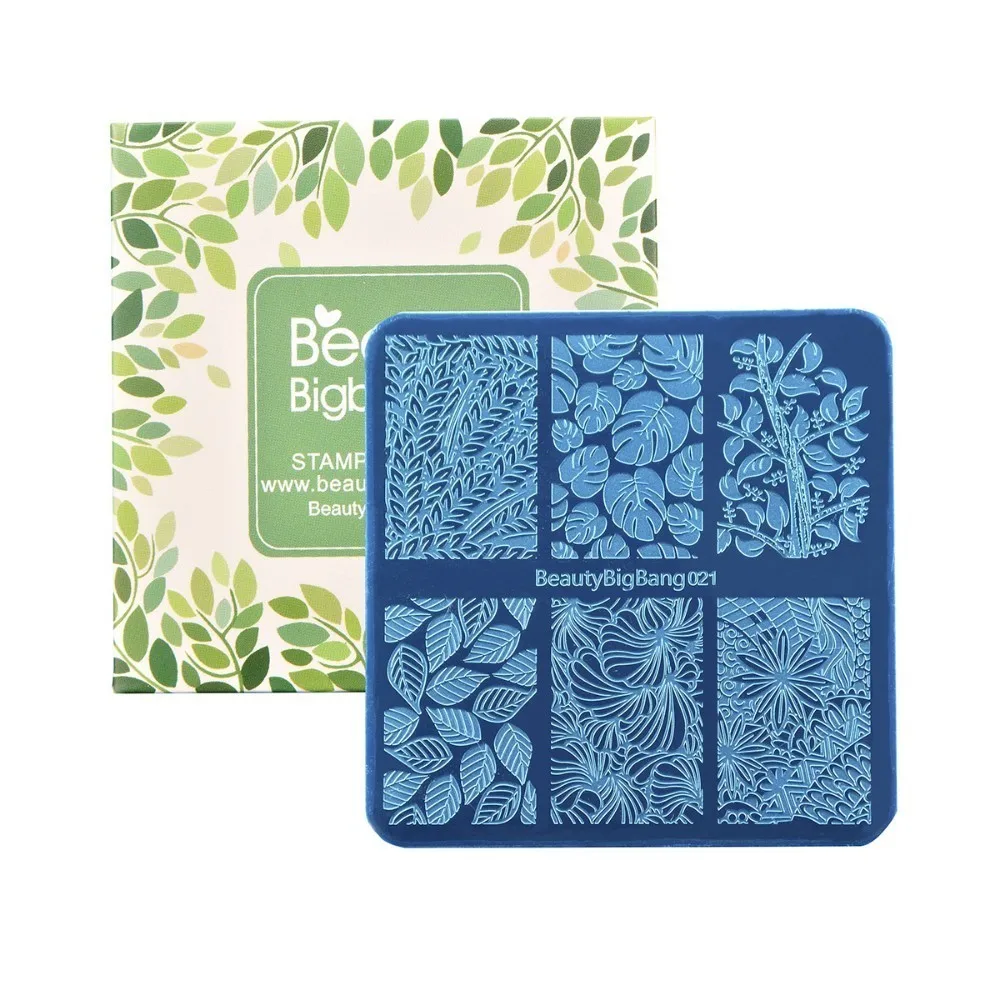 BEAUTYBIGBANG 6*6CM Square Nail Art Stamp Template Floral Leaf Manicure Nail Art Image Plates