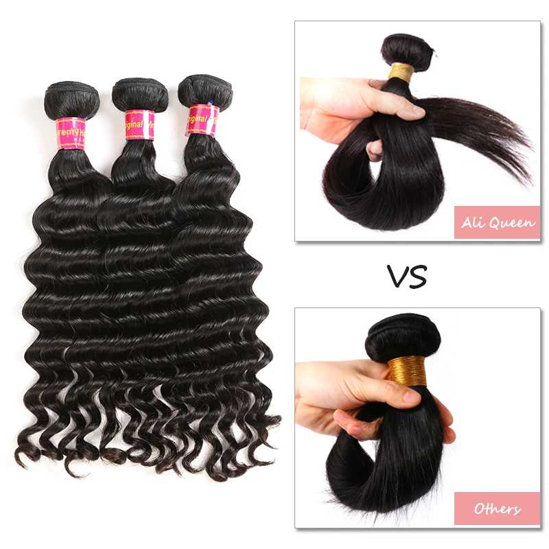 Али искусственные волосы Queen Hair 4 шт. Бразильский Натуральный волнистый волос Плетение Пучки Волос Натуральный Черный цветные волосы Реми пряди человеческих волос для Инструменты для завивки волос
