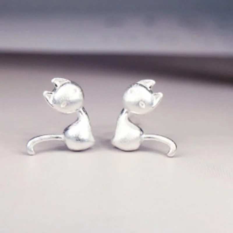 kitten Модные серебряные серьги-гвоздики для женщин и девушек, ювелирные изделия, аксессуары, рождественский подарок, корона, звезды, свадьба, крошечная Снежинка, олень - Окраска металла: kitten