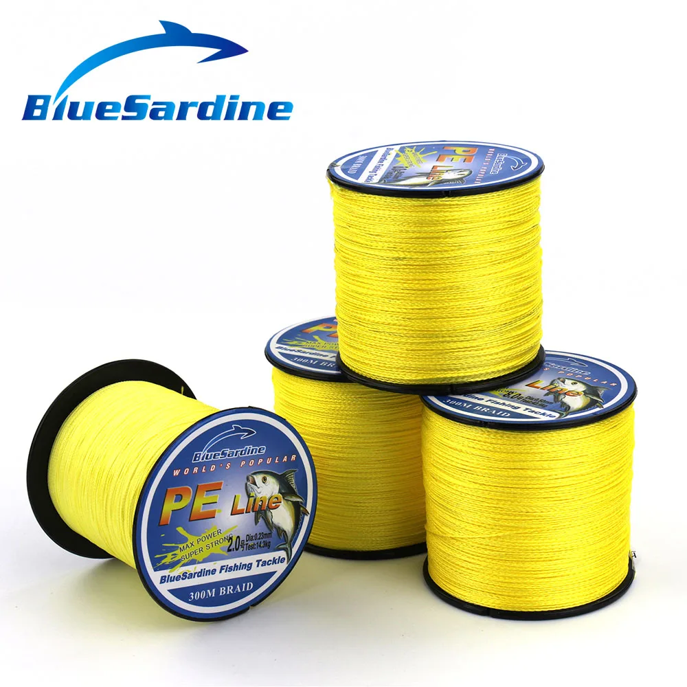 BlueSardine 300 м желтая плетеная рыболовная леска многонитевая карповая Peche Pesca 2LB