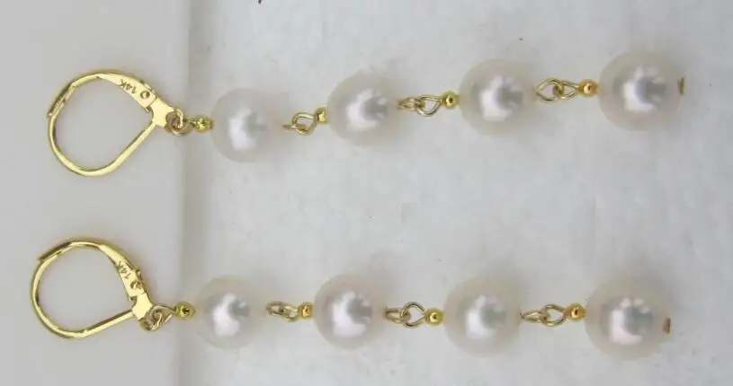 Красивый дизайн Pretty design AAA circular south sea white pearl earrings 14k/20|Серьги| |