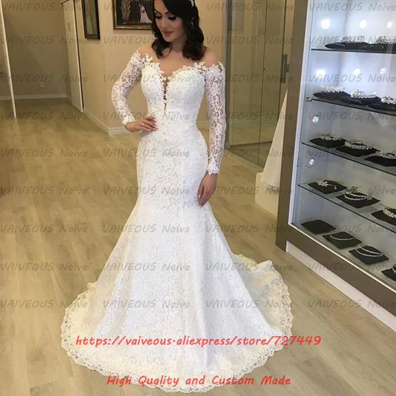 Vestidos de Noiva 2020 свадебные платья кружевное платье невесты с бисером сексуальные