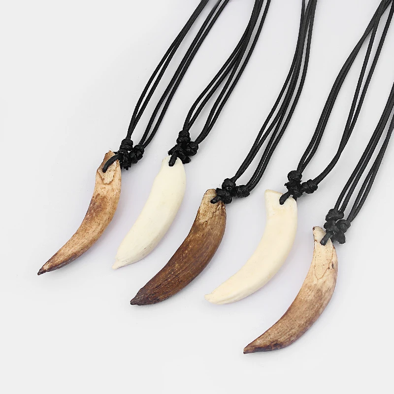 

1Pcs Tribal Style Large Wild Boar Tooth Tusk Charm Neckalce Bracelets Jewelry Gifts Amulet Pendant Necklace Adjustable 56mm Long