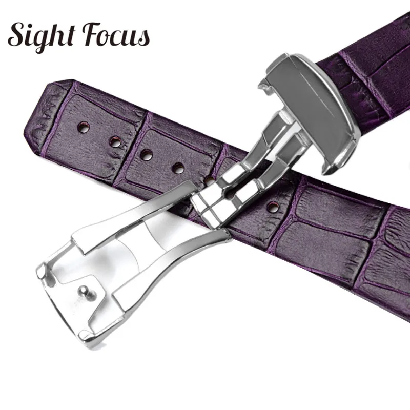 17mm(Concave 7mm)  23mm(Concave 9.5mm) Womens Leather Straps for Omega Watch Constellation Double Eagle Watchbands Bracelet Belt