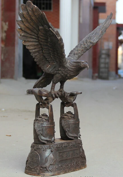 wholesale factory 25&quot Big China Bronze Wealth barrel Ru Yi eagle king of birds sculpture Statue | Дом и сад