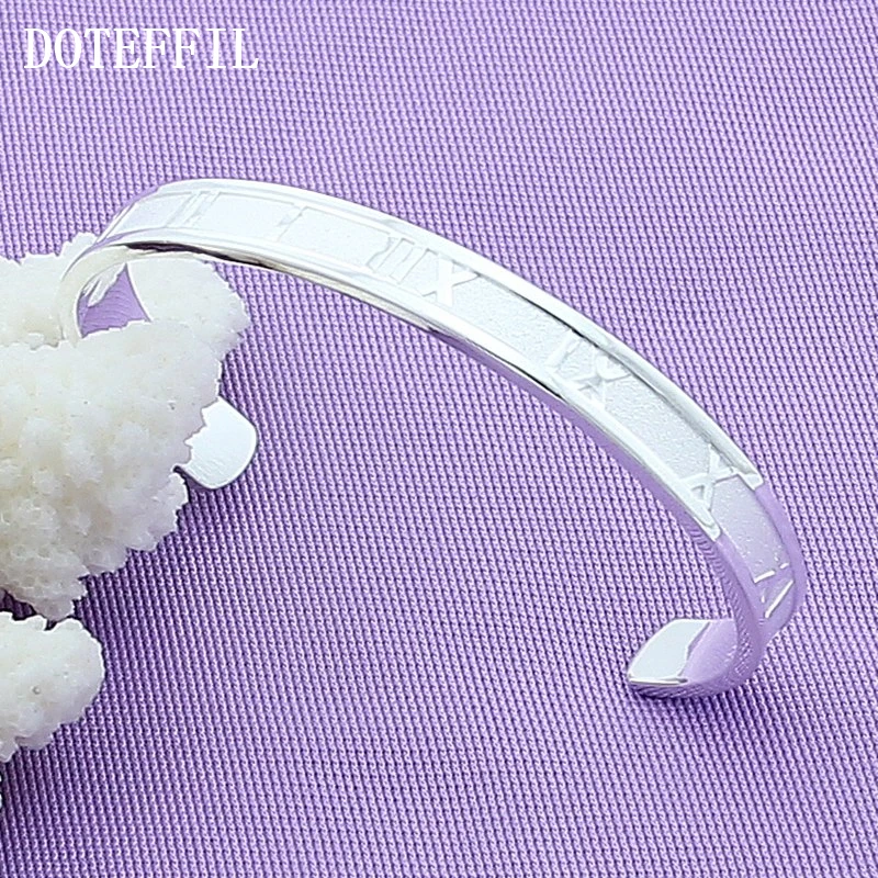 DOTEFFIL Стерлинговое Серебро 925 пробы 8 мм римские цифры браслет для женщин
