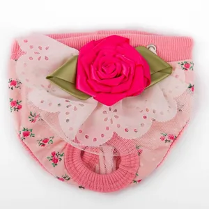 Нижнее белье для домашних животных с кружевными цветами, гигиенические штаны для щенков, физиологические штаны для собак, менструальные штаны-3 цвета, бесплатная доставка