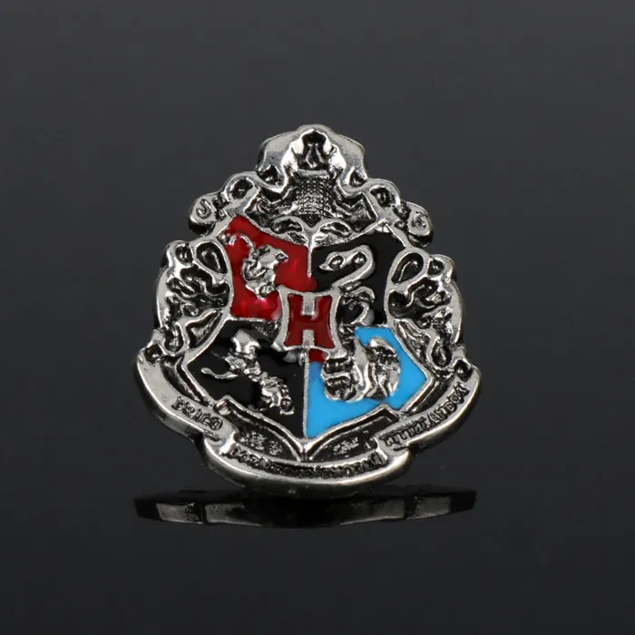 Фильм hp Хогвартс Магическая школа значок брошь Гриффиндор Hufflepuff Слизерин Ravenclaw школа логотип Эмаль Булавка для женщин и мужчин ювелирные изделия - Окраска металла: silver
