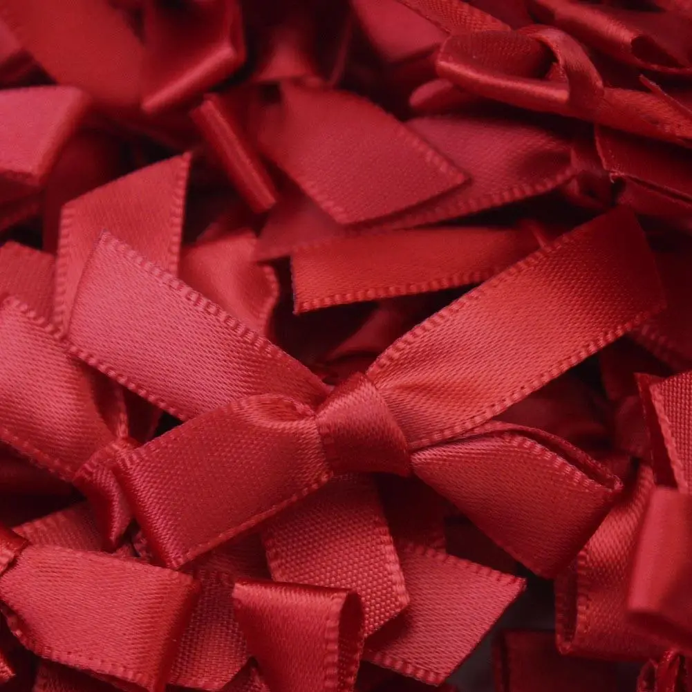 Атласная лента с бантом 100 шт. 4 цвета розовый красный белый светильник Бой цвет