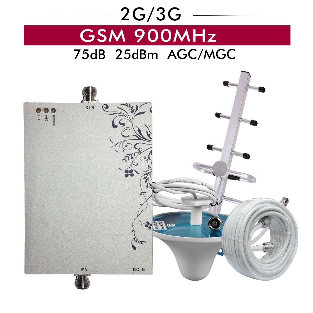 75dB расширяться ретранслятор сигнала agc MGC Мобильный усилитель 2G GSM 900 МГц Сотовый