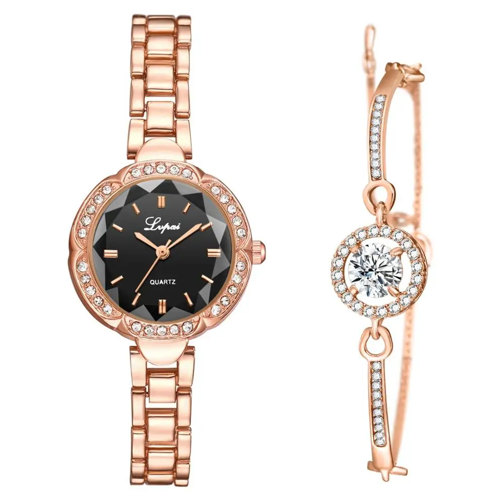 Watch Set 1 Lvpai Брендовые Часы для женщин роскошный браслет бриллиантовые женские наручные часы набор модные спортивные платья Кварцевые часы дропшиппинг - Цвет: Watch Set 1