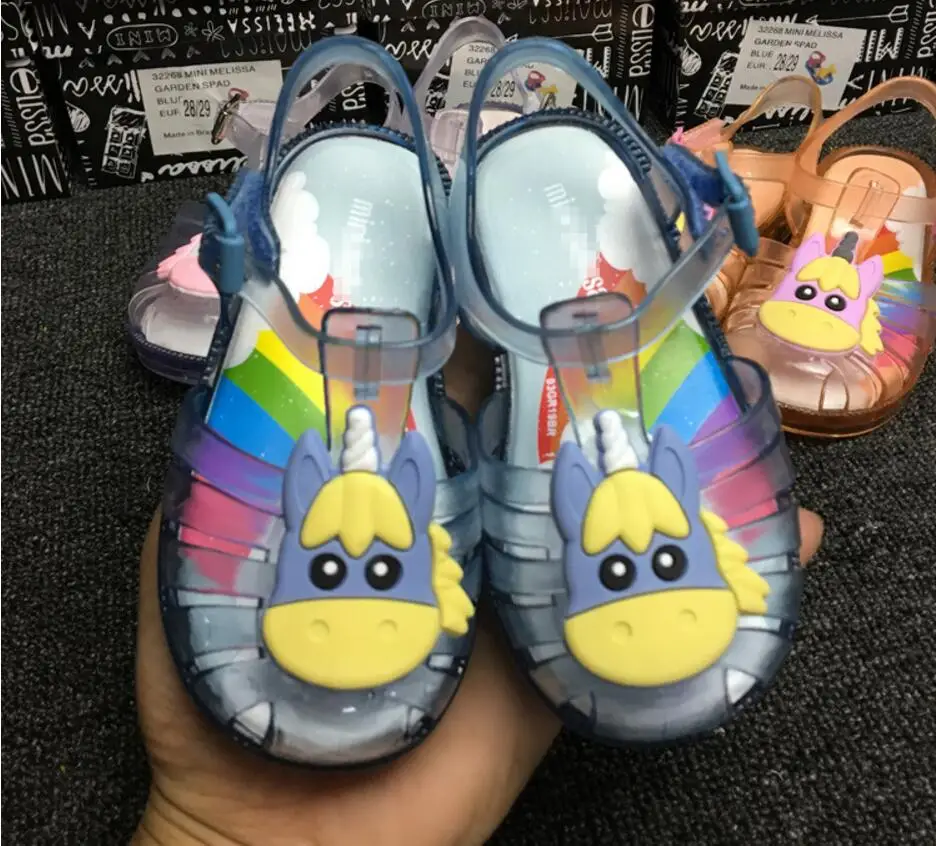 Mini Melissa Possession Unicorn/ г. прозрачные сандалии для девочек летние сандалии Melissa/детские сандалии пляжная обувь для малышей