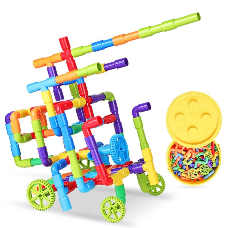 38-306PCS ABS Material DIY Water Pipe Building Blocks Pipeline Tunnel Toys with Base Plate Compatible Big Size Bricks Gift | Игрушки и