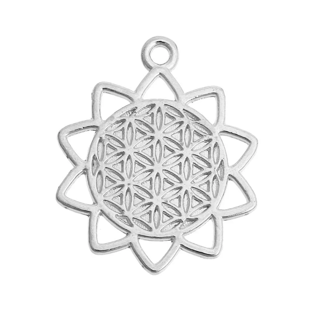 DoreenBeads сплав цветок жизни Подвески золотой цвет полые резные 29 мм (1 1/8 &quot) x 25 (1&quot) 5