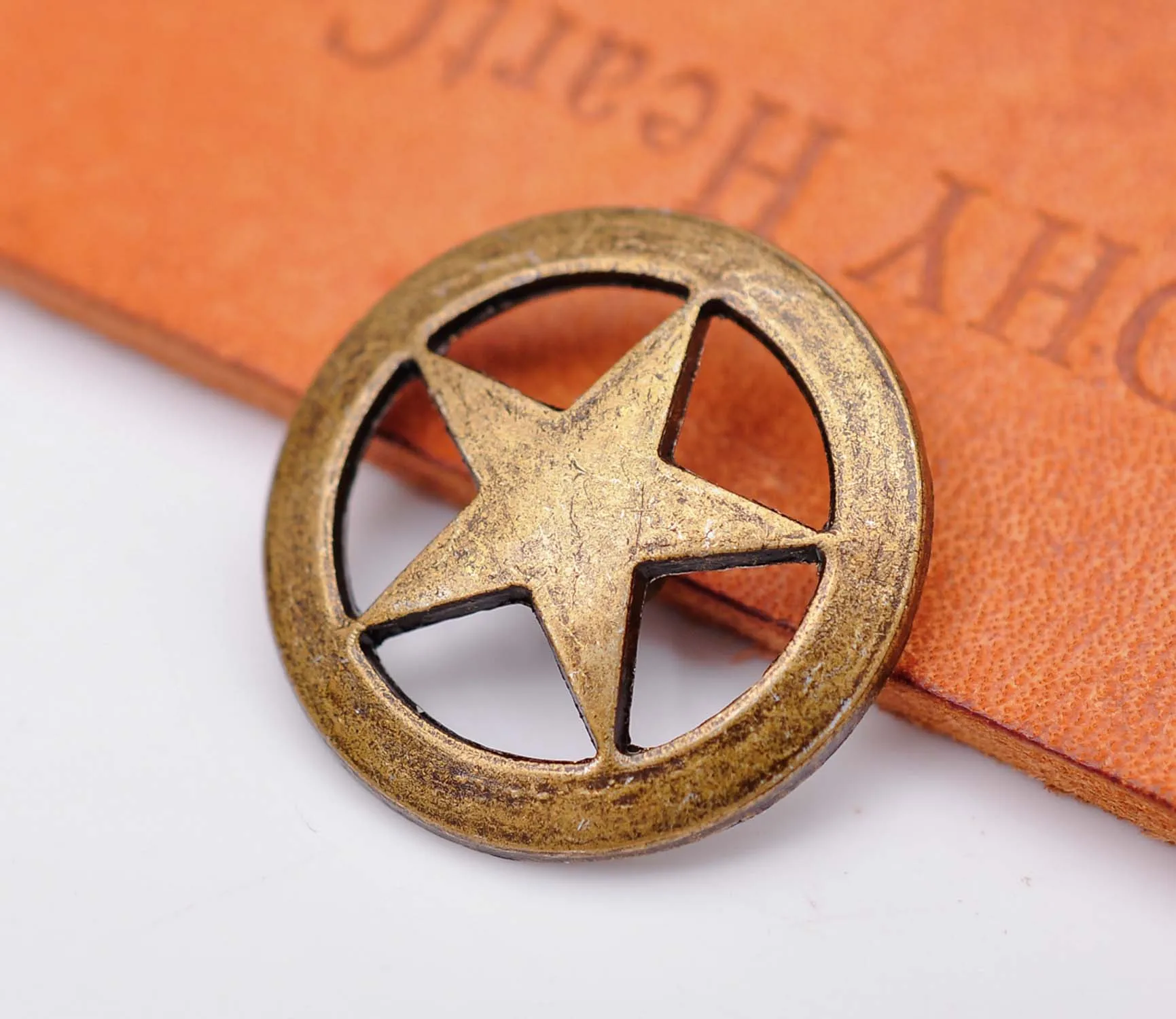 1" Brass Cowboy Texas Star Leathercraft Hatband Belt Handbag Stud Rivet Conchos Button Screwback 20pc