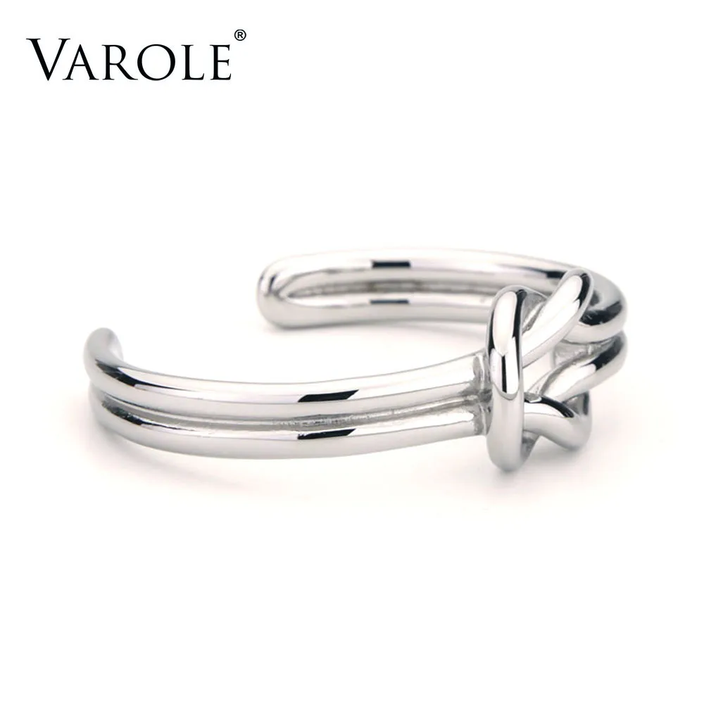 VAROLE, простые летние браслеты с узлом, Браслет-манжета для женщин, ювелирное изделие розового/золотого цвета, медный металлический браслет, Pulseiras mujer