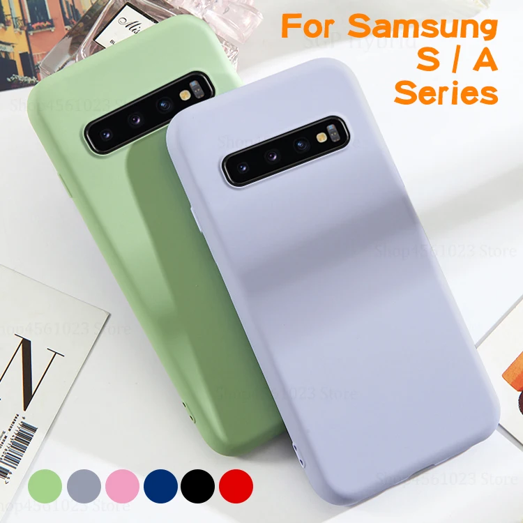 Чехол накладка из жидкого силикона для Samsung Galaxy S8 S9 S10 S10E Note S 8 9 10 Plus plus 10e M10 M20 M30 Note8