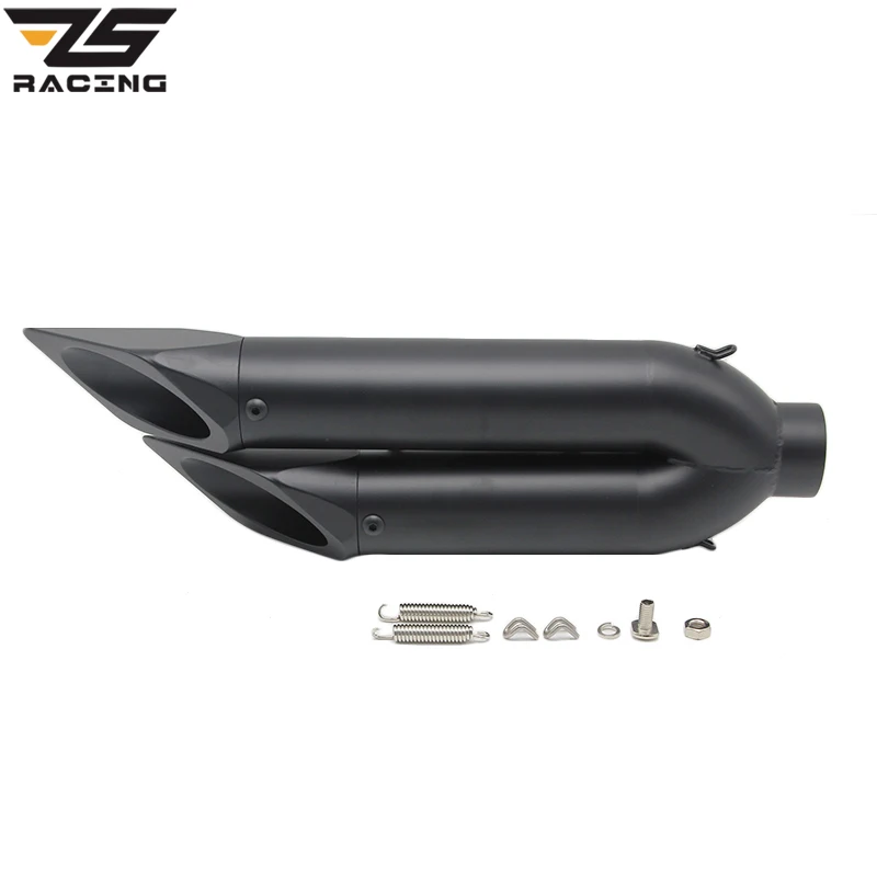 ZS Racing Универсальный 51 мм два отверстия углеродистая сталь Глушитель для