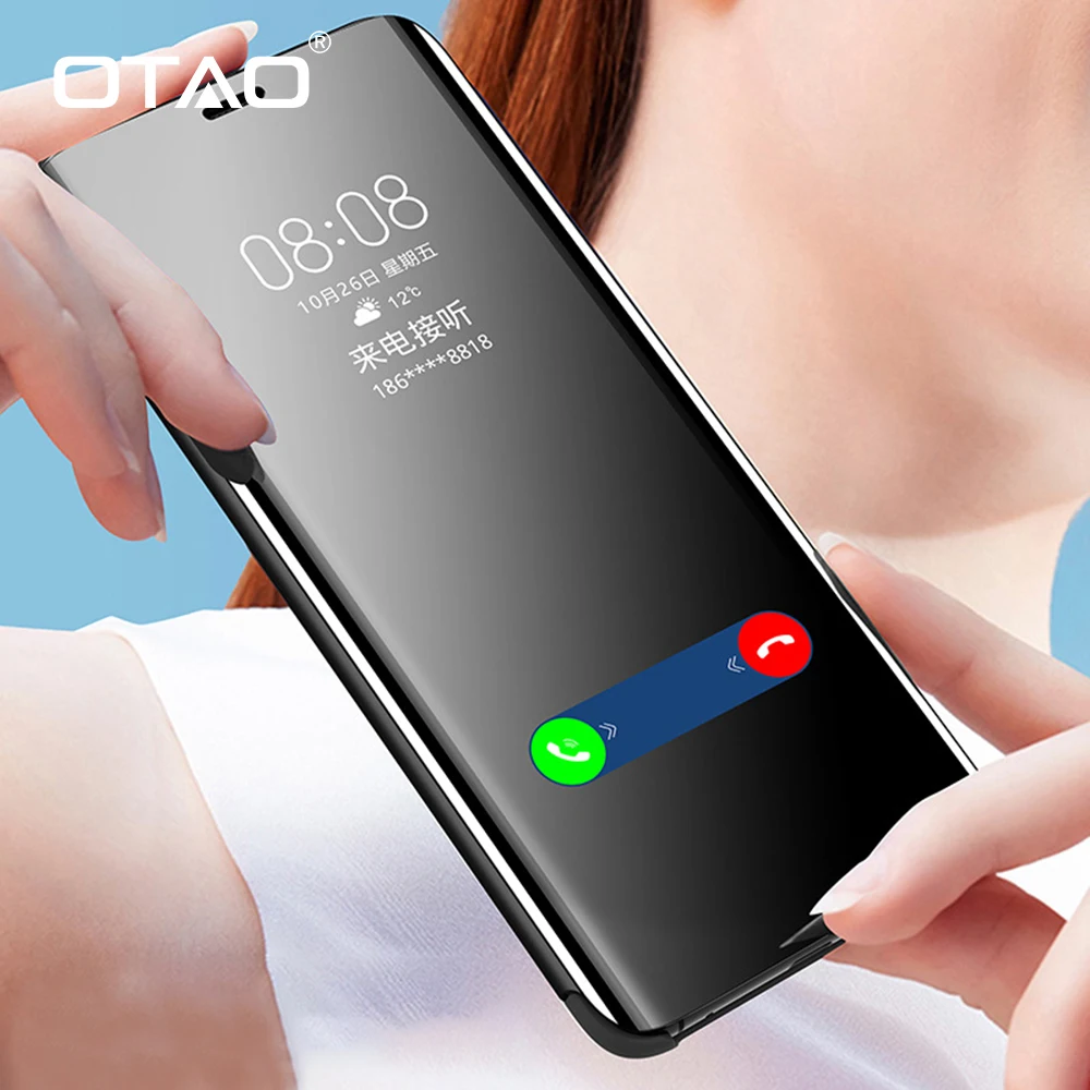 Умный прозрачный зеркальный чехол OTAO P для huawei P20 P30 P9 P10 Lite mate 10 20 Pro, откидной чехол s Honor 10 9 Nova 3 3i, кожаный чехол