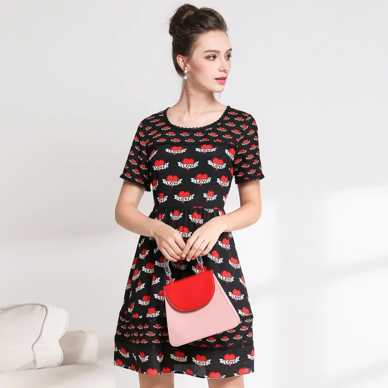 OUYALIN L XXXL 4XL 5XL Плюс Размер летнее платье 2018 женское ТРАПЕЦИЕВИДНОЕ Черное Красное