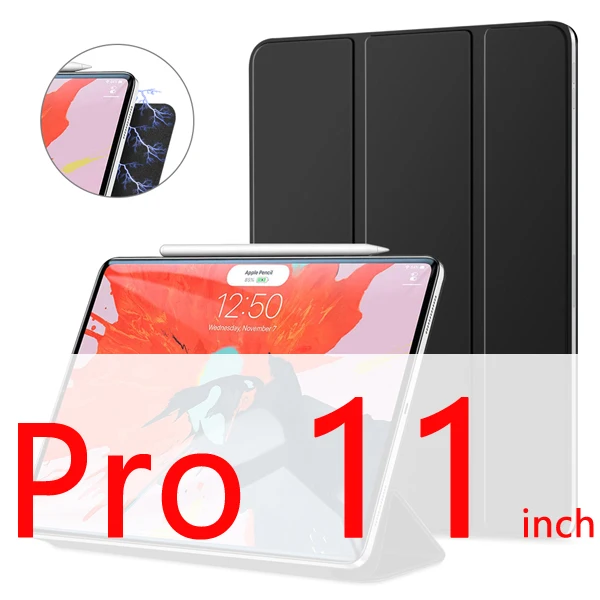 GOOJODOQ для iPad Pro 11 чехол Pro 12,9 Магнитный чехол Funda Поддержка беспроводной зарядки для Apple Pencil из искусственной кожи умный чехол - Цвет: 11 Black