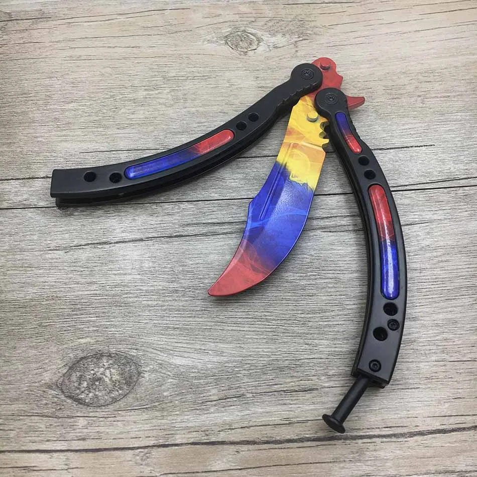 Прямая поставка бабочка в коробке для ножей CS GO Karambit нож практика складной нож бабочка нож для тренера чехол тупое лезвие без края инструмент