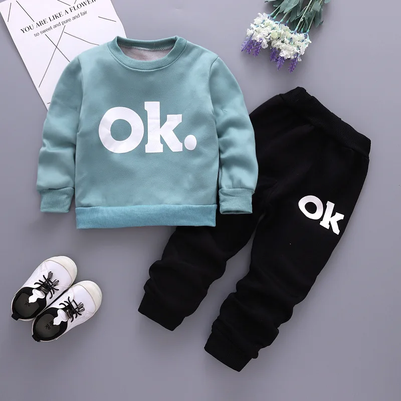 Boys Hoodies Sets 2018 New and Girls Thermal Winter Suits Kids Plus Velvet Thick Toddler Clothing |