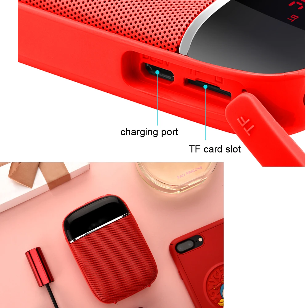 JINSERTA Bluetooth усилитель голоса портативный UHF беспроводной мегафон поясной ремень клип Поддержка FM радио TF карты для учителя