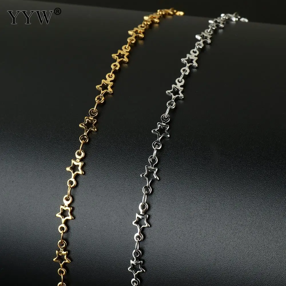 

10m/Spool Stainless Steel Jewelry Chain Women Jewelry Making Bracelet Necklace With Plastic Spool Star Gold Chains 10x5mm