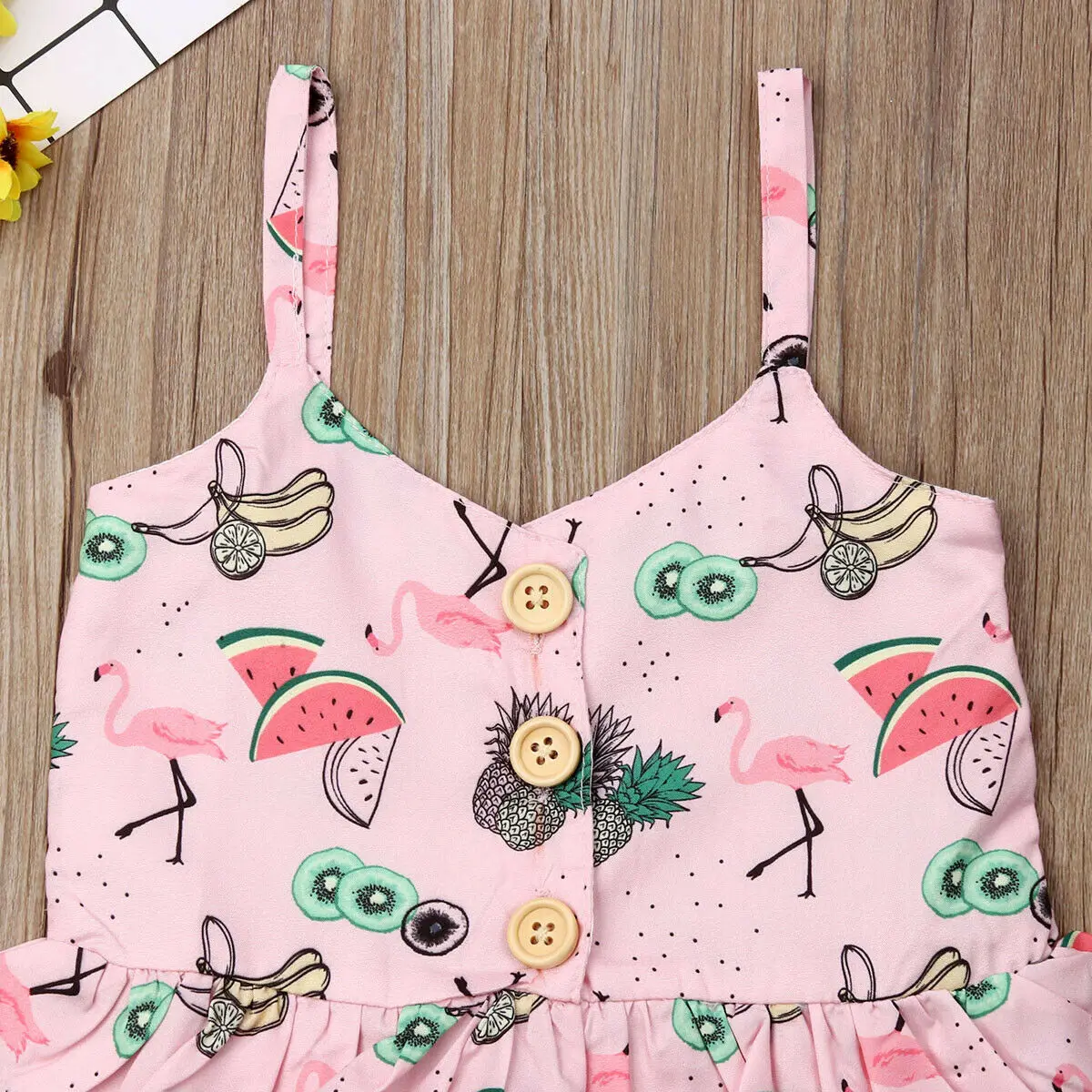 Newborn Infant Toddler Baby Girl Clothes 2019 New Summer Flamingo Sling Button Tops Vest Shorts Pants 2PCS Outfits Set | Детская одежда