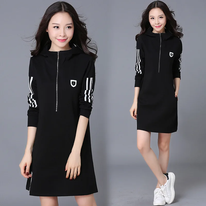 Женское платье с капюшоном и длинным рукавом Осень зима 2016|autumn fashion|long-sleeved dressdress