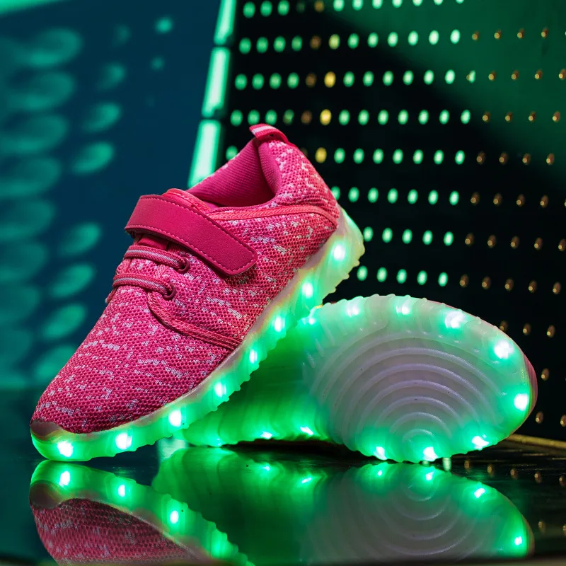 Hook &amp Loop Kids Glowing Shoes Boys Girls Flash Led Light Muti Color Children Luminous Sneakers | Детская одежда и обувь