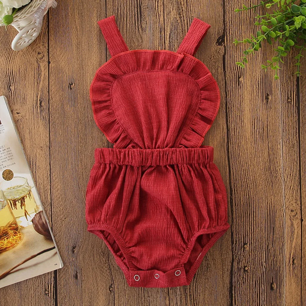 Милый Модный комбинезон для новорожденных девочек однотонный хлопковый с