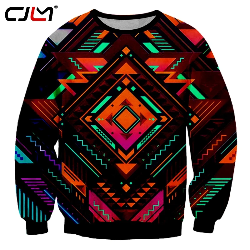 

Цветной многоугольный Мужской пуловер CJLM, 3D полноразмерный Печатный геометрический свитшот большого размера в китайском стиле с бриллиант...