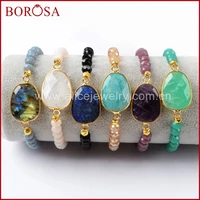 borosa 5pcs gold color labradorite white quartz lapis amazonite faceted stone 6mm glass beads bracelet jewelry for women g1406