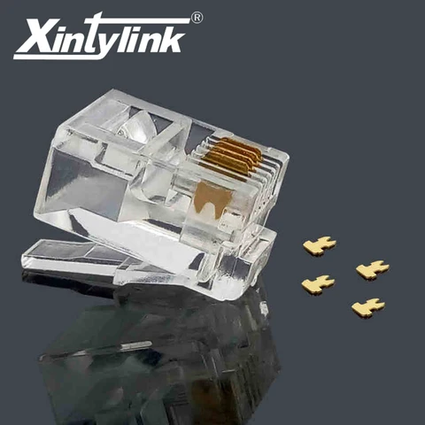 Xintylink rj11 разъем телефонная линия штекер позолоченный 6P4C мужской 4pin модульный кабель терминалы сеть позолоченный высокое качество