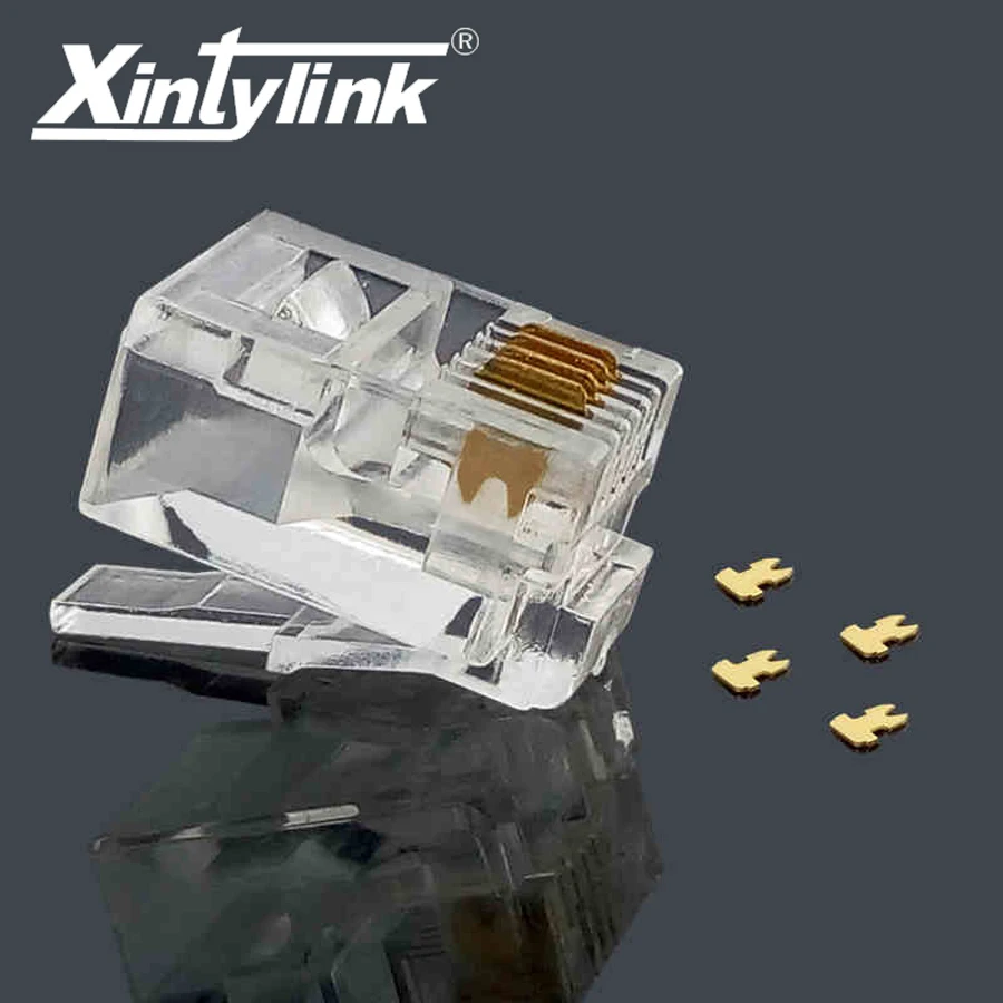 Xintylink rj11 разъем телефонная линия штекер позолоченный 6P4C мужской 4pin модульный