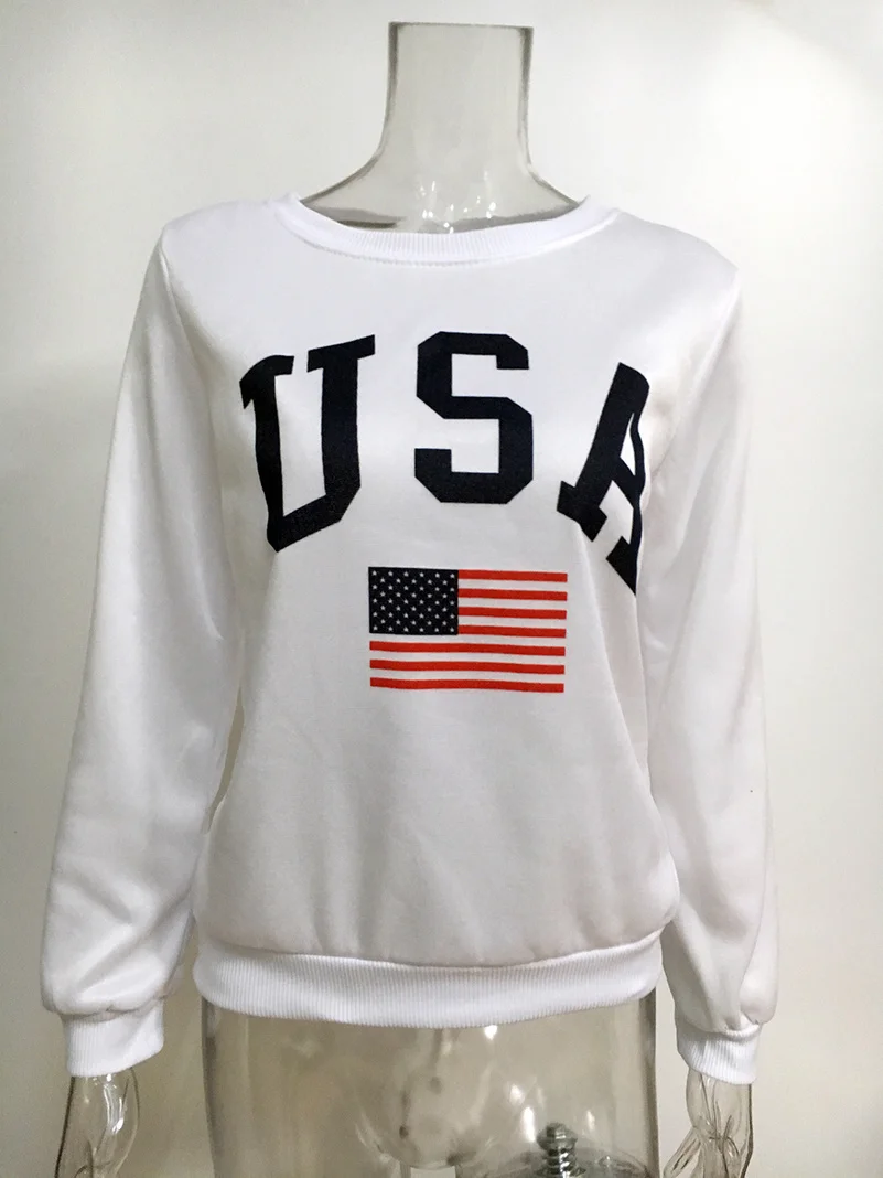 

Letter USA Hoodies Sweatshirts 2019 Women Casual Kawaii Harajuku Fashion Punk for Girls Clothing European Tops Korean