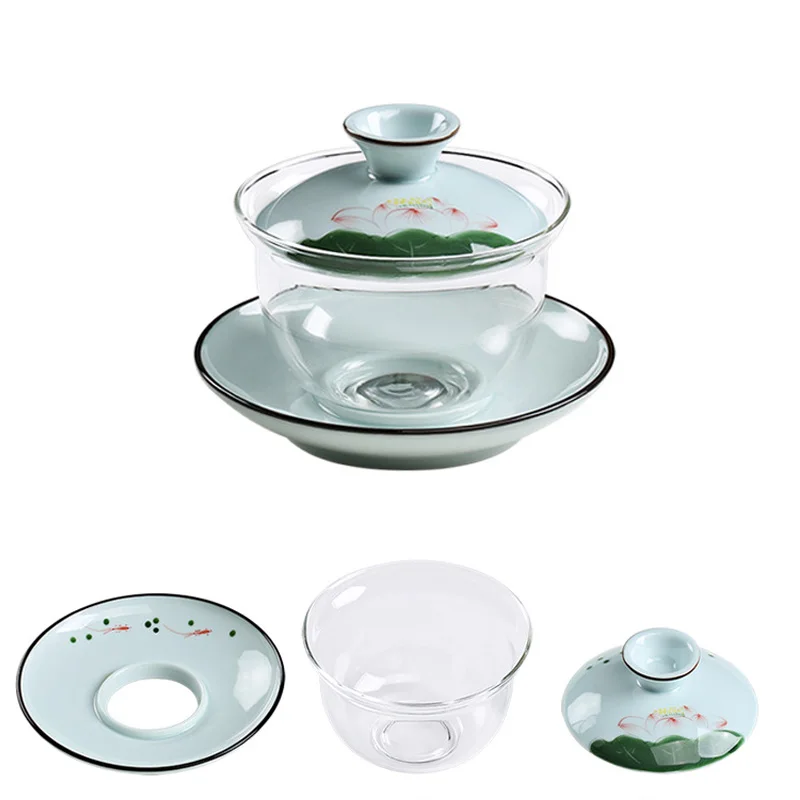 Китайская традиционная керамическая фарфоровая чайная чаша Gaiwan с крышкой и блюдцем комплект/Офисная черная чайная церемония Drinkare украшение горшок набор