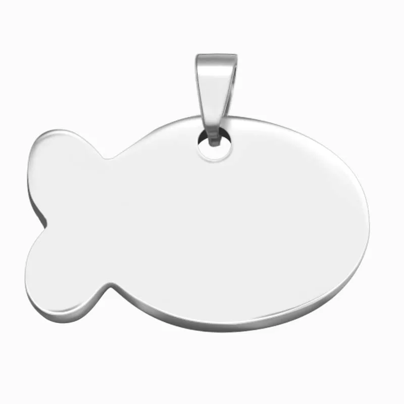 Оптовая торговля из нержавеющей стали Pet тег рыбы форма имя номер телефона