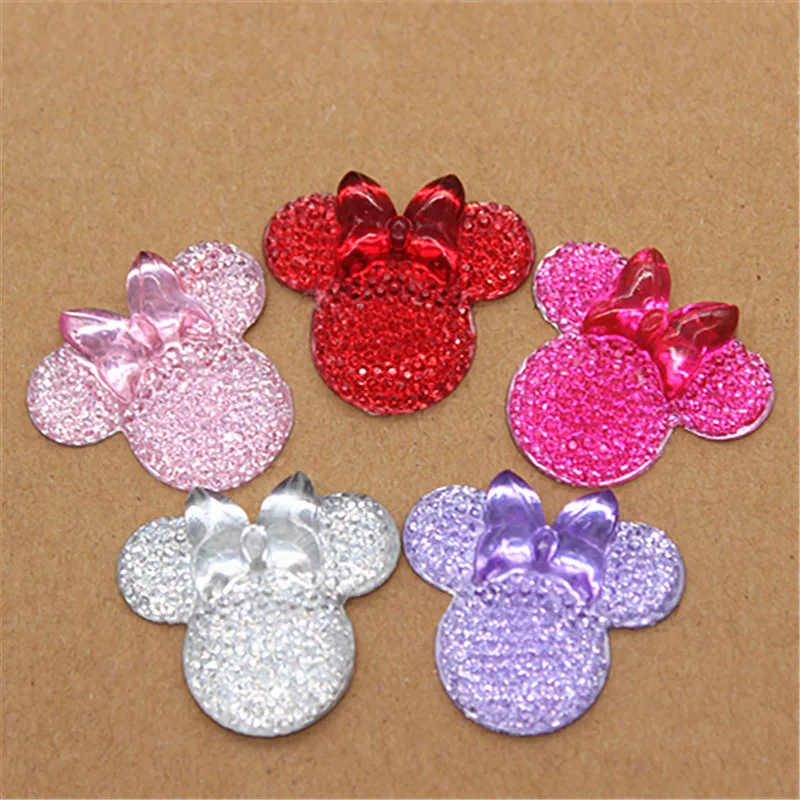 100 шт смешанных цветов милый смоляный блестящий мини Маус с плоским основанием